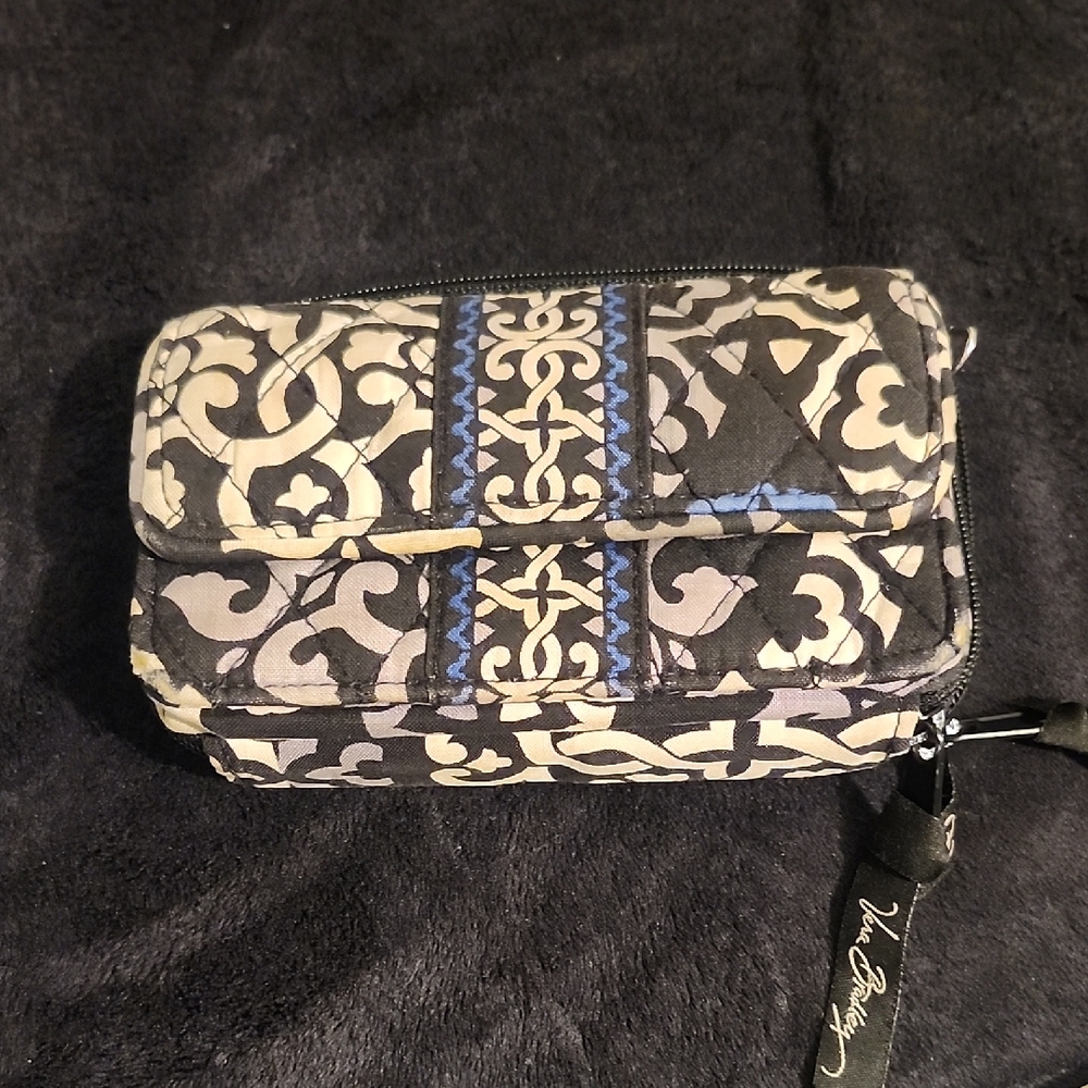 Vera Bradley Black and Cream Patterned Crossbody Wallet